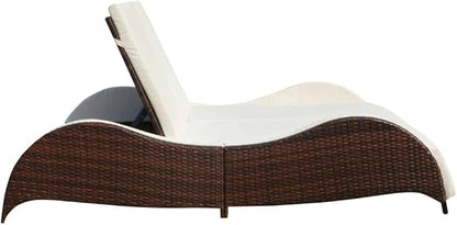 Double Sun Lounger hammock chair,lounge chair,patio lounge chairs,christopher knight outdoor furniture,outdoor chaise lounge,outdoor lounge chairs set of 2,with Cushion Poly Rattan Brown