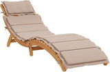 Solid Acacia Wood Sun Lounger, Taupe Patio Chaise Lounge Chair for Poolside and Garden - Photo 3