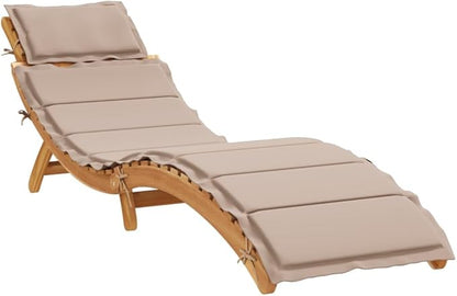Taupe Outdoor Chaise Lounge 21.7"x72.4"x25.6" Solid Acacia Wood Adjustable Folding Patio Sun Lounger for Poolside Garden Balcony