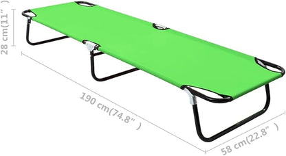 Folding Sun Lounger Green 4-Piece Set for Outdoor Relaxation, Portable and Space-Saving Design with Sturdy Steel Frame and Weather-Resistant Polyester Fabric, Ideal