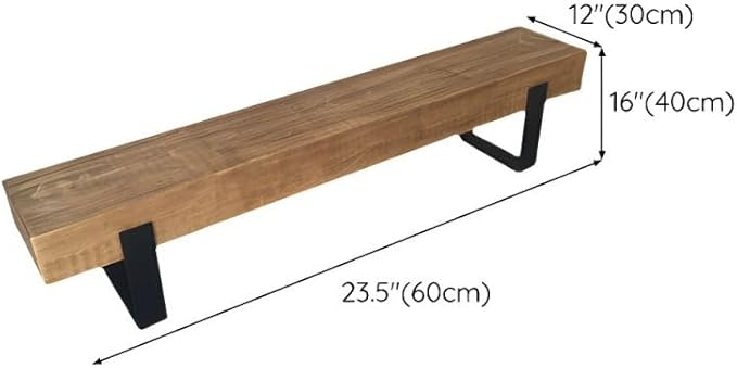 CraftThink Wooden Dining Bench, Wood Bench Indoor Backless with Metal Legs Rustic Patio Garden Deck Seating Chair for Indoor &Outdoor Furniture, 24" L x 12" W x 16" H