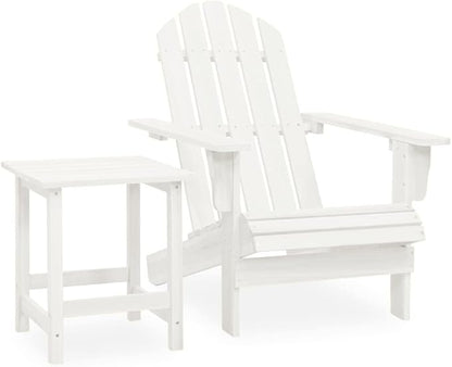 Patio Adirondack Chair with Table Solid Fir Wood White Garden Furniture