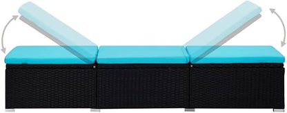 Sun Lounger Outdoor Chaise,Outdoor Lounge Chairs Set of 2,Chaise Lounge,Lounge Chairs for Outside,Pool Lounge Chairs,Outdoor Chaise Lounge,with Cushion and Tea Table Poly Rattan Blue