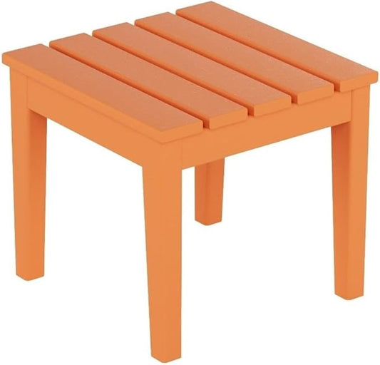 Costaelm Small Outdoor Side Table, Patio End Table Weather Resistant Outdoor Coffee Table, Square Conversation Table for Indoor, Porch, Balcony, Garden, Poolside, Deck, Orange