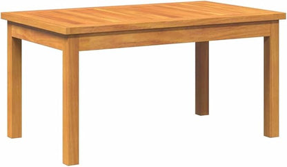 Brown Solid Acacia Wood Coffee Table for Garden and Terrace, Durable Outdoor Furniture Set with Minimalist Design, Sturdy Rectangular Tabletop and Post Legs, Weather