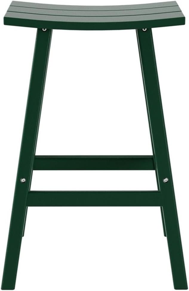 Costaelm All-Weather Outdoor Bar Stools, 29" Height Patio Stools & Bar Chairs, Adirondack Poly Patio Bar Stool for Patio, Deck, Kitchen Counter and Garden, Dark Green