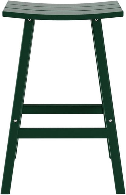 Costaelm All-Weather Outdoor Bar Stools, 29" Height Patio Stools & Bar Chairs, Adirondack Poly Patio Bar Stool for Patio, Deck, Kitchen Counter and Garden, Dark Green