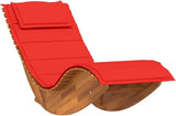 Rocking Sun Lounger with Thick Red Cushion 60.6"x23.6"x29.1" Solid Acacia Wood Outdoor Chaise Lounge - Photo 2