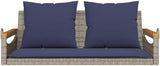 Garden Bench Deck Bench Swing Bench with Cushions Gray 42.9"x24.4"x15.7" Poly Rattan - Photo 4