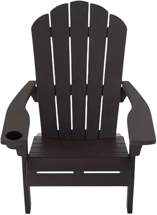 Modern Adirondack Chair with Cup Holder, Outdoor Patio Furniture (Brown)