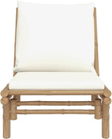Garden Chair Set of 2, Bamboo Outdoor Sectional Sofa Units with Cream Cushions, 33.9"x23.6"x28.9" - Photo 4