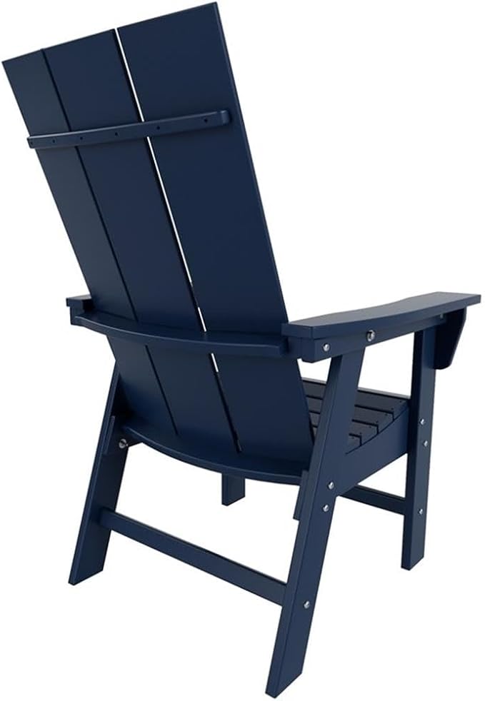 Costaelm Patio hdpe Adirondack Chair, Outdoor Balcony Pool Chair, Modern Front Porch Fire Pit Backyard Chair, Garden Resin Lounge Chair for Outside, Navy Blue