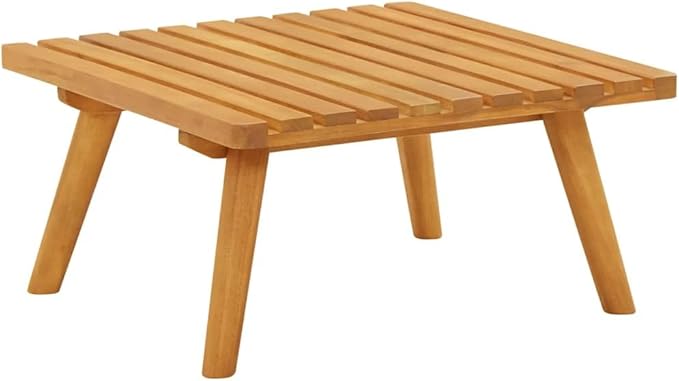 Natural Dark Grey Solid Acacia Wood Garden Footstool with Weather-Resistant Cushion for Outdoor Patio Porch Seating and - Photo 7