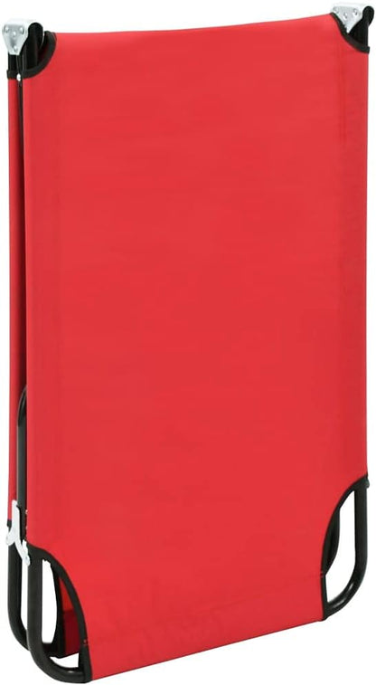 Folding Red Sun Lounger 74.8x22.8x11 in Powder-Coated Steel Frame Lightweight Outdoor Chaise Lounge for Patio Garden Beach Camping
