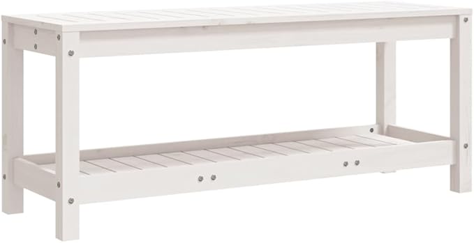vidaXL Garden Bench White Solid Pine Wood Standard Garden Bench