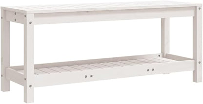vidaXL Garden Bench White Solid Pine Wood Standard Garden Bench