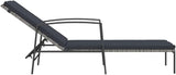 Large Grey Sun Lounger with Cushions, Adjustable Reclining Outdoor Chaise Lounge Chair - Photo 5