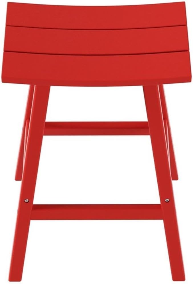 Costaelm All-Weather Bar Stools Set of 2, 29" Height Outdoor Bar Stools, Adirondack Poly Patio Bar Stool for Patio, Deck, Kitchen Counter and Garden, Red