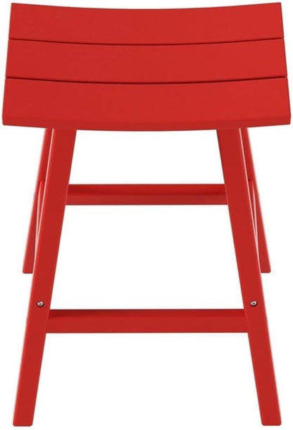 Costaelm All-Weather Bar Stools Set of 2, 29" Height Outdoor Bar Stools, Adirondack Poly Patio Bar Stool for Patio, Deck, Kitchen Counter and Garden, Red
