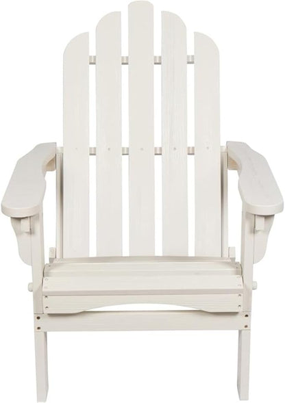 Pemberly Row Folding Adirondack Chair, Cedar Wood, White Finish, 37" H x 28" W x 29.5" D, Kiln-Dried Moisture-Resistant Material, Ergonomic Design, Outdoor Patio or Porch Seating