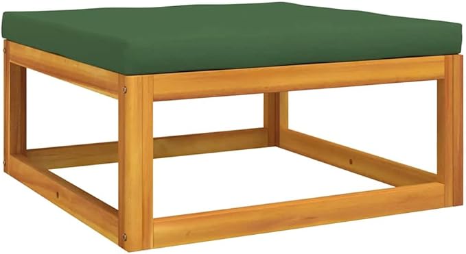 Garden Lounge Set, Green & Brown Solid Acacia Wood Outdoor Sectional Sofa Units with Removable Cushions, Patio Balcony Backyard Seating