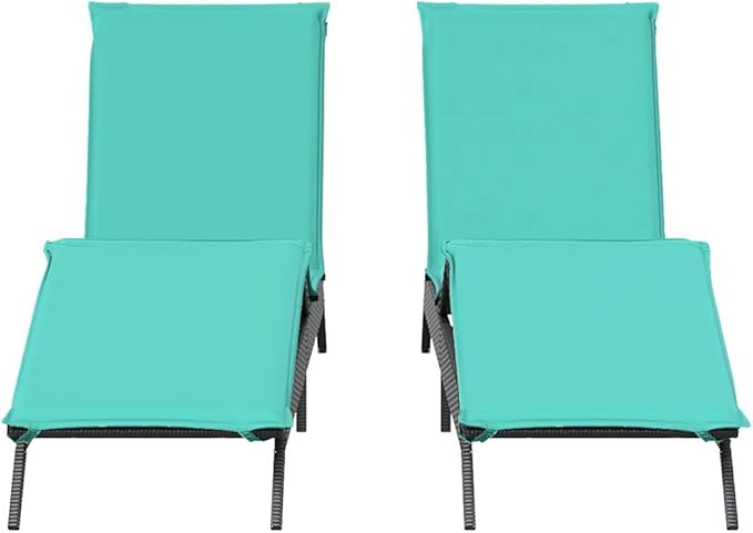 Patio Sun Lounger Set of 2, Adjustable Outdoor Chaise Lounge Chair with Removable Cushion - Photo 5
