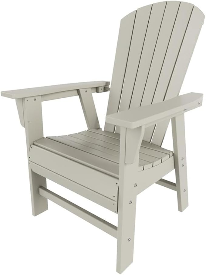 Costaelm Outdoor Adirondack Chair, HDPE Patio Balcony Pool Chair, Modern Front Porch Fire Pit Backyard Chair, Garden Resin Lounge Chair for Outside, Sand
