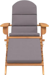 Adirondack Patio Chair with Footrest Solid Wood Acacia Outdoor Lounge Chair Foldable Design with Cushions for Backyard - Photo 4