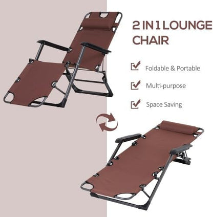 3-in-1 Oversized Sun Tanning Chair with Mat & Face Hole, Heavy Duty Folding Chaise Lounge - 5-Position Adjustable Outdoor Chair for Beach, Pool, Patio, Lawn, Yard - Includes Pillow (Brown 2)