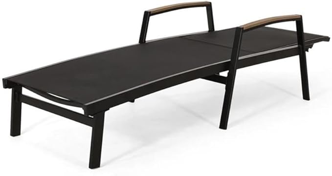 Christopher Knight Home Teresa Outdoor Aluminum Chaise Lounge with Mesh Seating (Set of 2), Black - Photo 10