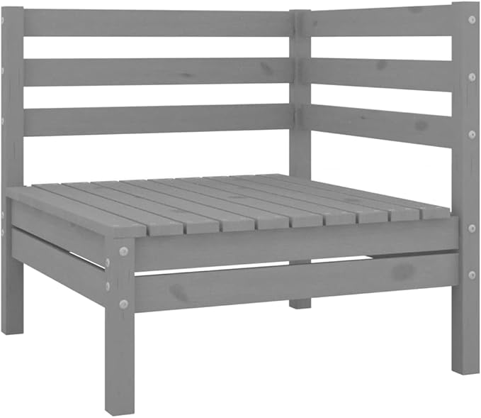 Modular Garden Lounge Set, Solid Pinewood Corner Sofa for Outdoor Patio, Backyard, and Living Room, Rustic Grey Matte Finish, 25 x 25 x 11.2 Inches