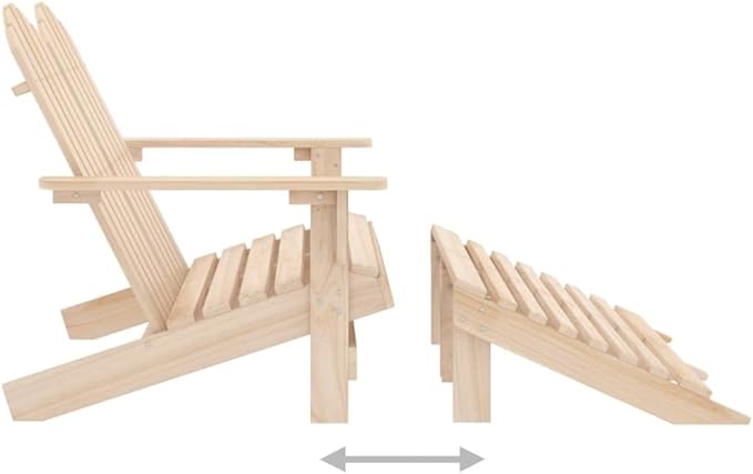 Solid Fir Wood 2-Seater Detachable Garden Adirondack Chair with Ottoman - Photo 6