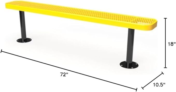COATEDOUTDOORFURNITURE Coated Outdoor Furniture Heavy-Duty Outdoor Bench Thermoplastic Coated, Expanded Metal, Commercial-Grade Seating, Made in America (Surface Without Back, 6 Ft, Yellow)