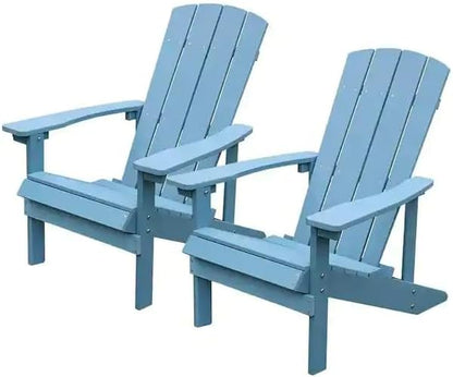 GOWE Patio HIPS Plastic Adirondack Chair Lounger Weather Resistant Furniture for Lawn Balcony in Lake Blue (2-Pack)