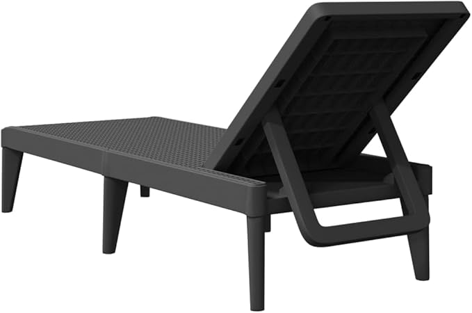 Anthracite Adjustable Chaise Lounge for Outdoor Use 73.2 x 23.6 x 11.4 in UV-Safe Textured Polypropylene Pool Patio - Photo 5