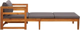 Sun Lounger with Dark Gray Cushions Solid Acacia Wood Outdoor Chairs Furniture Outdoor Patio Furniture Set Suitable for - Photo 4