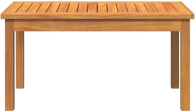 Brown Solid Acacia Wood Coffee Table for Garden and Terrace, Durable Outdoor Furniture Set with Minimalist Design, Sturdy Rectangular Tabletop and Post Legs, Weather