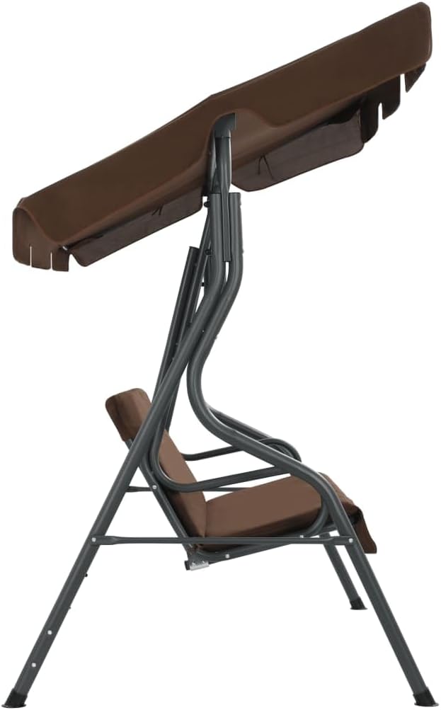 3-Seater Garden Swing Bench with Adjustable Canopy, Outdoor Patio Porch Seat, Coffee Powder-Coated Steel Frame, Weather-Resistant Furniture, 551 lbs Capacity