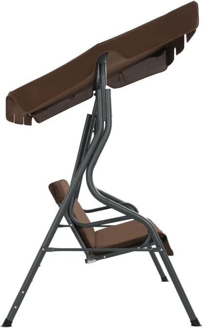 3-Seater Garden Swing Bench with Adjustable Canopy, Outdoor Patio Porch Seat, Coffee Powder-Coated Steel Frame, Weather-Resistant Furniture, 551 lbs Capacity