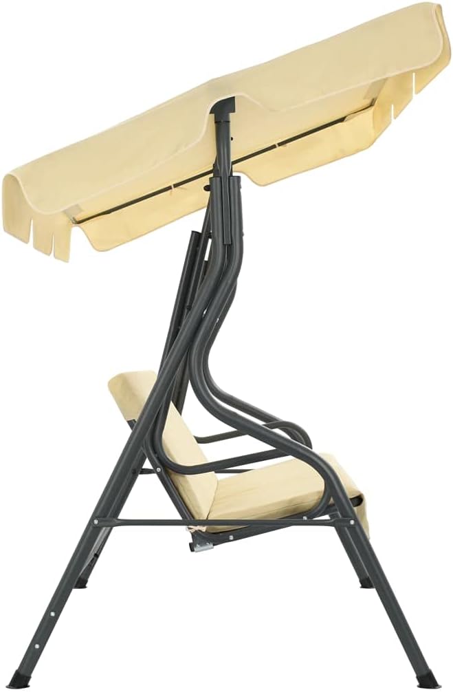 Outdoor Furniture, Accommodating 2 People, with Armrests, Outdoor Swing Bench, Roof with Sunshade, Sturdy Metal Frame - Photo 3