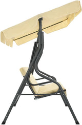 Outdoor Furniture, Accommodating 2 People, with Armrests, Outdoor Swing Bench, Roof with Sunshade, Sturdy Metal Frame - Photo 3