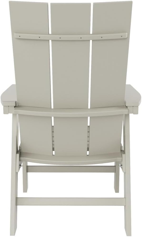 Costaelm Outdoor Adirondack Chair, HDPE Patio Balcony Chairs, Portside Seashell Nautical Curveback Adirondack Chair and Fire Pit Chairs, Sand