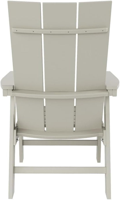 Costaelm Outdoor Adirondack Chair, HDPE Patio Balcony Chairs, Portside Seashell Nautical Curveback Adirondack Chair and Fire Pit Chairs, Sand