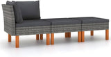 Outdoor Sectional Couch Grey, 42.33 lbs Compact PE Rattan Patio Sofa with Eucalyptus Legs for Balcony Garden Living Room - Photo 1