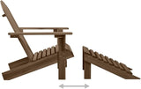 Adirondack Chair with Ottoman and Table Solid Fir Wood Brown Patio Furniture Set for Outdoor Garden Balcony Porch - Photo 7