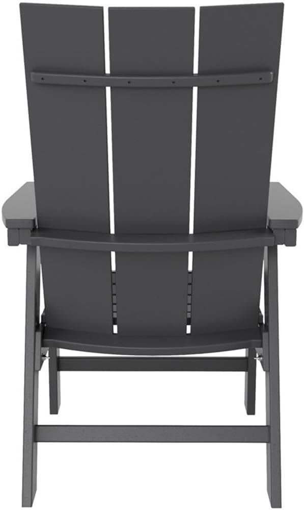 Costaelm Outdoor Adirondack Chair, HDPE Patio Balcony Chairs, Portside Seashell Nautical Curveback Adirondack Chair and Fire Pit Chairs, Gray
