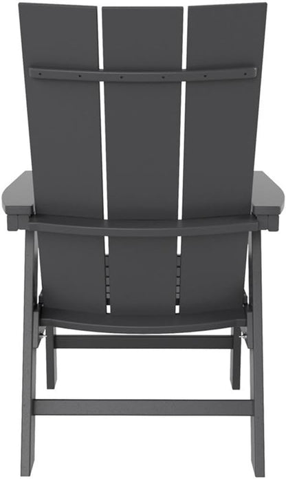 Costaelm Outdoor Adirondack Chair, HDPE Patio Balcony Chairs, Portside Seashell Nautical Curveback Adirondack Chair and Fire Pit Chairs, Gray