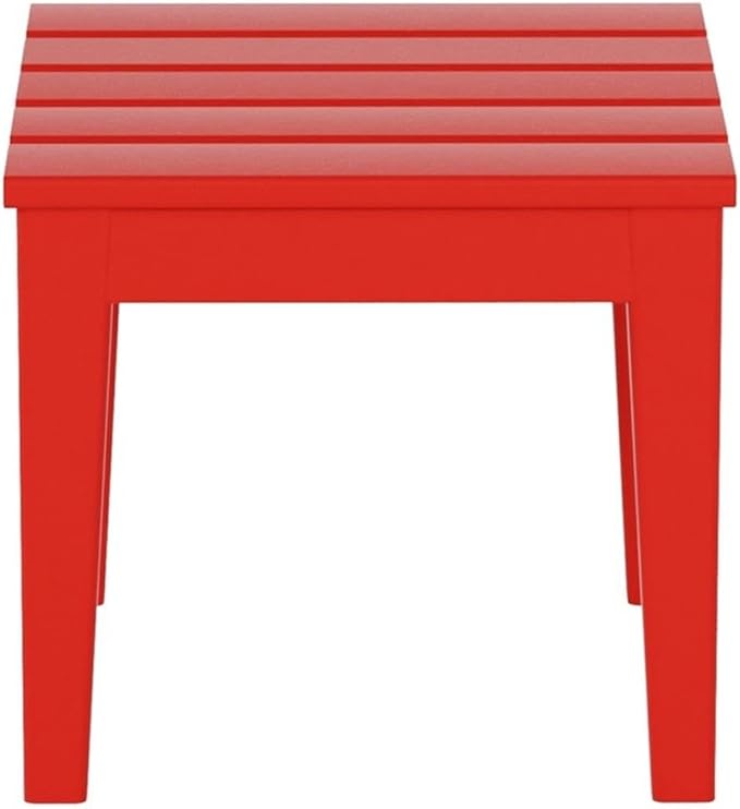 Costaelm Small Outdoor Side Table, Patio End Table Weather Resistant Outdoor Coffee Table, Square Conversation Table for Indoor, Porch, Balcony, Garden, Poolside, Deck, Red