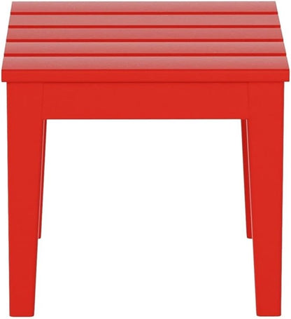 Costaelm Small Outdoor Side Table, Patio End Table Weather Resistant Outdoor Coffee Table, Square Conversation Table for Indoor, Porch, Balcony, Garden, Poolside, Deck, Red