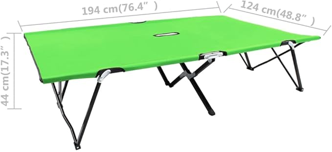 Double Outdoor Chaise Lounge Folding Sun Lounger 600D Polyester Steel Frame 48.8x76.4x17.3 in Green Portable Patio - Photo 2